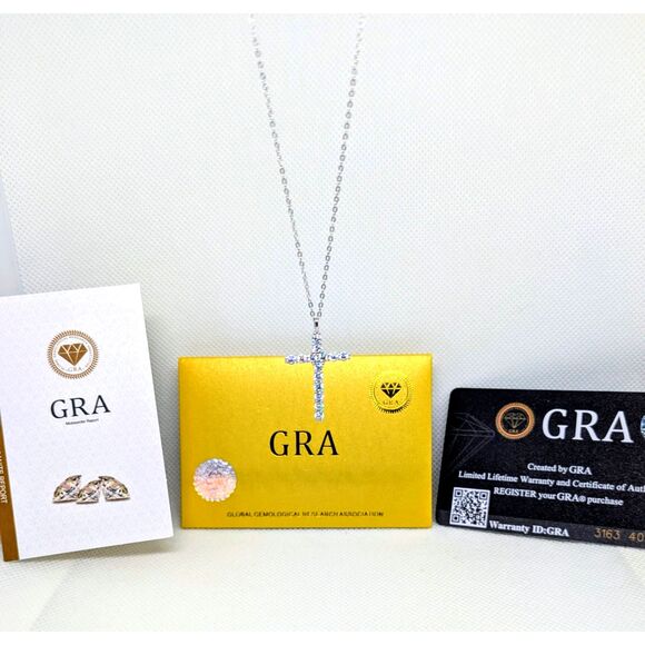 Moissanite Jewelry - NWT 925 Silver 0.79ct VVS D Moissanite Cross Necklace. GRA Certificate included